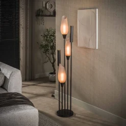 Outlet LifestyleFurn Vloerlamp Luvia Frosted Glas, 5-lamps, kleur Sienna Bruin