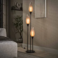 Best LifestyleFurn Vloerlamp Luvia Frosted Glas, 3-lamps, kleur Sienna Bruin