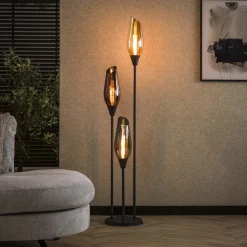LifestyleFurn Vloerlamp Luvia Gemixt glas, 168cm hoog Zwart
