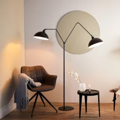 vtwonen Vloerlamp Orion 2-Lamps, mat zwart
