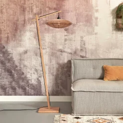 Clearance GOOD&MOJO Vloerlamp Tanami Bamboe en rotan, 150cm