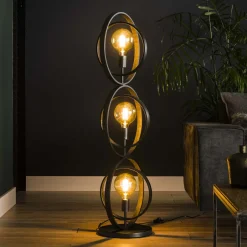 Best LifestyleFurn Vloerlamp Tricia 3-lamps, 124cm, kleur Zwart Charcoal