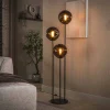 Discount LifestyleFurn Vloerlamp Yair Glas, 3-lamps, kleur Sienna Bruin