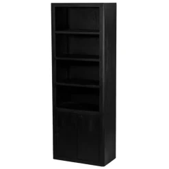 Best Tower Living Wandkast Tenna Mangohout, Met 4 open vakken, 220 x 80cm, kleur Zwart