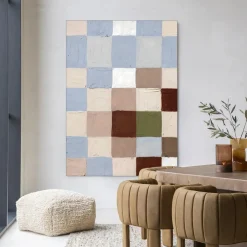 Hot Urban Cotton Wandkleed Blue Blocks in maat en frame naar keuze