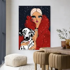 Clearance Urban Cotton Wandkleed Dotted Doggy in maat en frame naar keuze