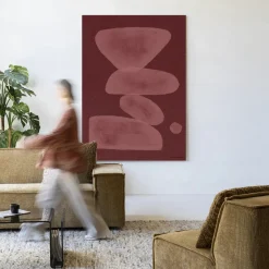 Sale Urban Cotton Wandkleed Elementa Burgundy 1 in maat en frame naar keuze
