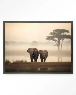 Online Urban Cotton Wandkleed Elephant Mother in maat en frame naar keuze