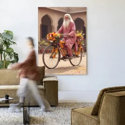 Urban Cotton Wandkleed Flower Bike in maat en frame naar keuze