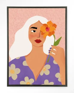 Sale Urban Cotton Wandkleed Flower Girly in maat en frame naar keuze