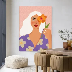 Sale Urban Cotton Wandkleed Flower Girly in maat en frame naar keuze