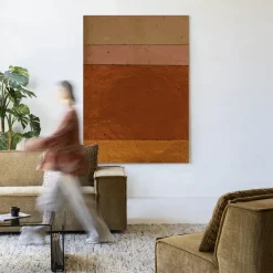 New Urban Cotton Wandkleed Geen Bruin Roze Achtig in maat en frame naar keuze