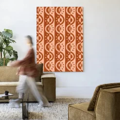 Hot Urban Cotton Wandkleed Moon BlockPrint in maat en frame naar keuze