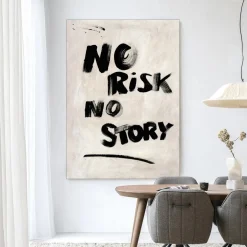 New Urban Cotton Wandkleed No Risk, No Story in maat en frame naar keuze