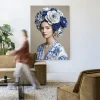 Urban Cotton Wandkleed Royal Blue in maat en frame naar keuze