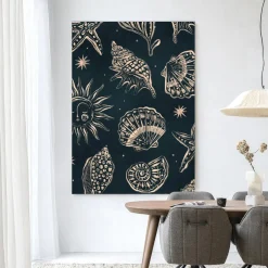 Clearance Urban Cotton Wandkleed Seashells Midnight in maat en frame naar keuze