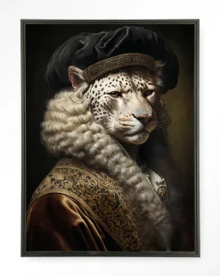 Outlet Urban Cotton Wandkleed Snow Leopard in maat en frame naar keuze