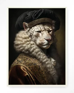 Outlet Urban Cotton Wandkleed Snow Leopard in maat en frame naar keuze