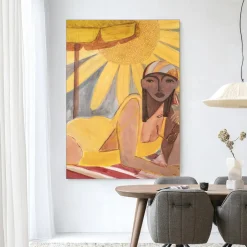 Urban Cotton Wandkleed Sunflower Sun in maat en frame naar keuze