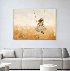 Outlet Urban Cotton Wandkleed Swinging Girl in maat en frame naar keuze