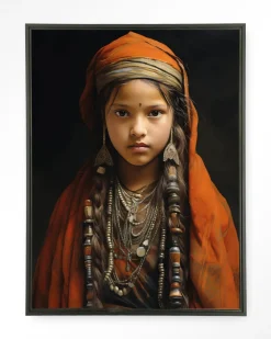 Urban Cotton Wandkleed Traditional Girl in maat en frame naar keuze
