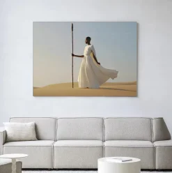 Hot Urban Cotton Wandkleed Warrior In White in maat en frame naar keuze