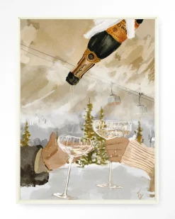 Discount Urban Cotton Wandkleed Winter Champagne in maat en frame naar keuze