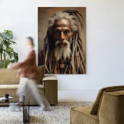 Clearance Urban Cotton Wandkleed Wise Man in maat en frame naar keuze