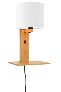 Online GOOD&MOJO Wandlamp Andes Naturel, Bamboe en Eco linnen, Met plank