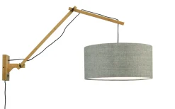 Discount GOOD&MOJO Wandlamp Andes Naturel, Ø47cm, Bamboe en Eco linnen