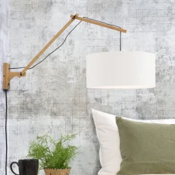 Discount GOOD&MOJO Wandlamp Andes Naturel, Ø47cm, Bamboe en Eco linnen