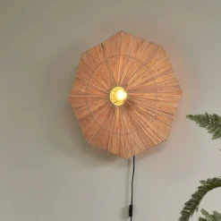 Outlet GOOD&MOJO Wandlamp Panama Raffia, kleur Naturel