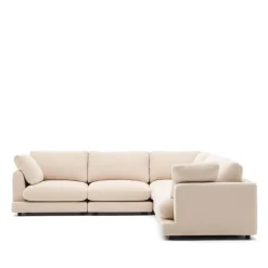 Outlet Kave Home 6-zits Hoekbank Gala Chenille, kleur Beige