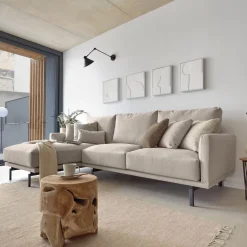 New Kave Home 3-zits Loungebank Galene 254cm Beige