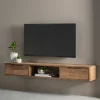 Hot DTP Home Zwevend TV-meubel Bliss Teakhout, Met lades